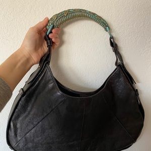 Yves Saint Laurent Black Hobo Bag w Ornate Handle